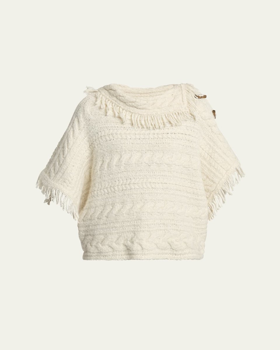 Blanche Fringe Cable-Knit Sweater